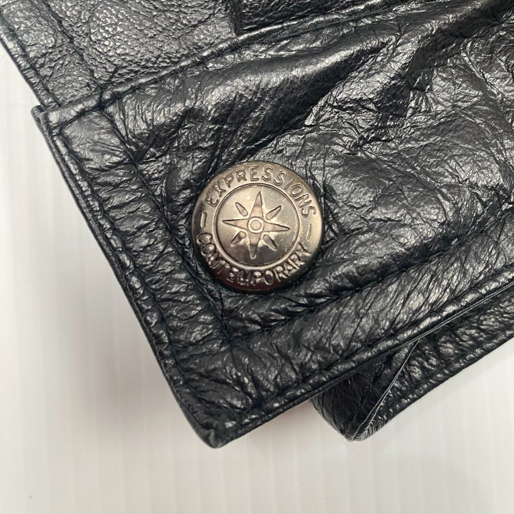 Contemporary Expressions Black Leather Bomber Jacket Men's XLarge Vintage - Picture 7 of 16
